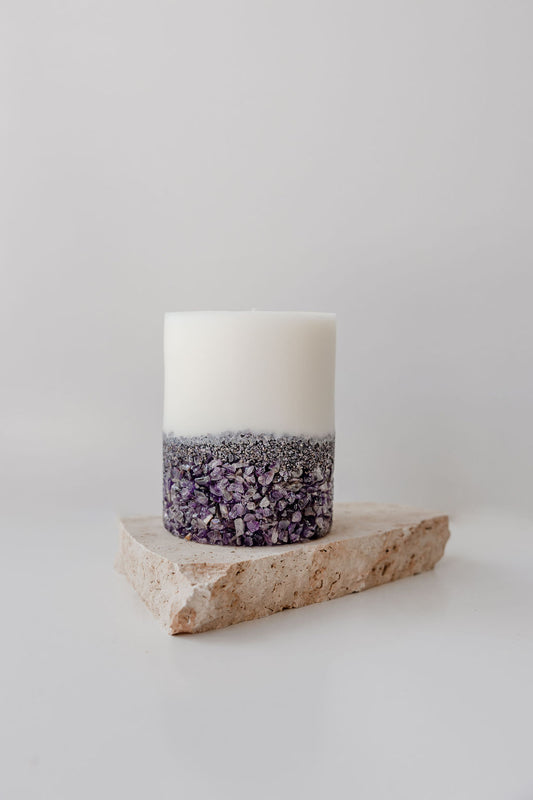 Amethyst Pillar Candle - Large