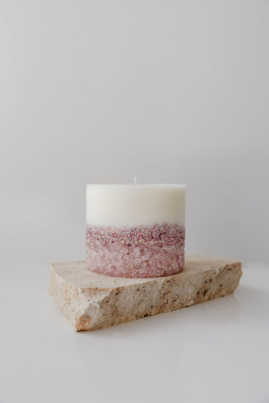 Rose Quartz Pillar Candle - Small