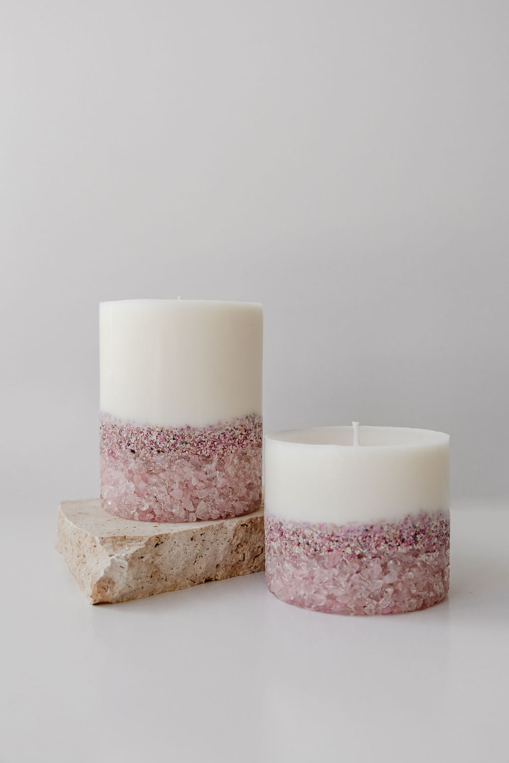 Rose Quartz Pillar Candle - Small