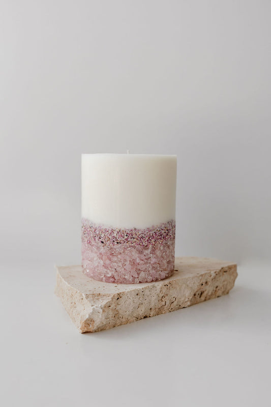 Rose Quartz Pillar Candle - Large