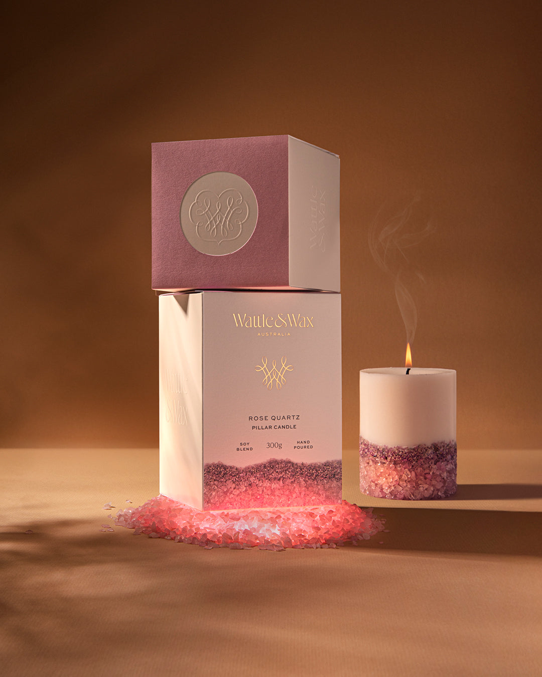 Rose Quartz Pillar Candle