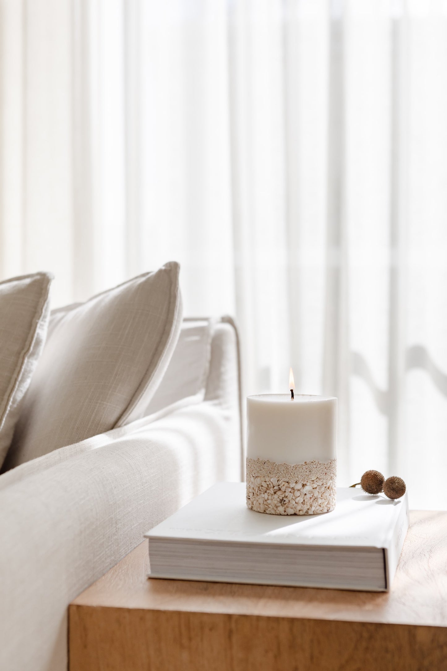 Shark Bay Shell Pillar Candle - Large