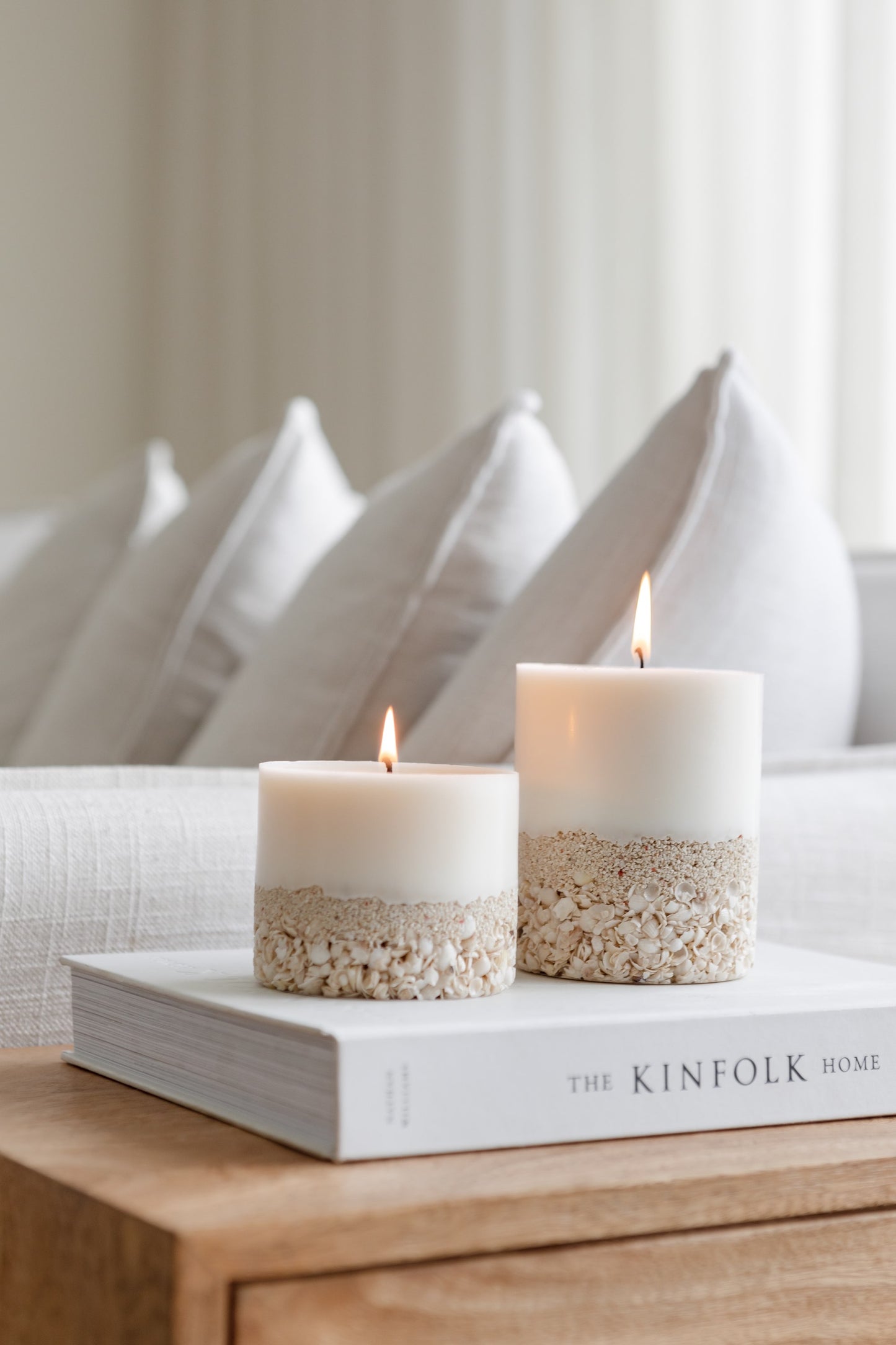 Shark Bay Shell Pillar Candle - Large