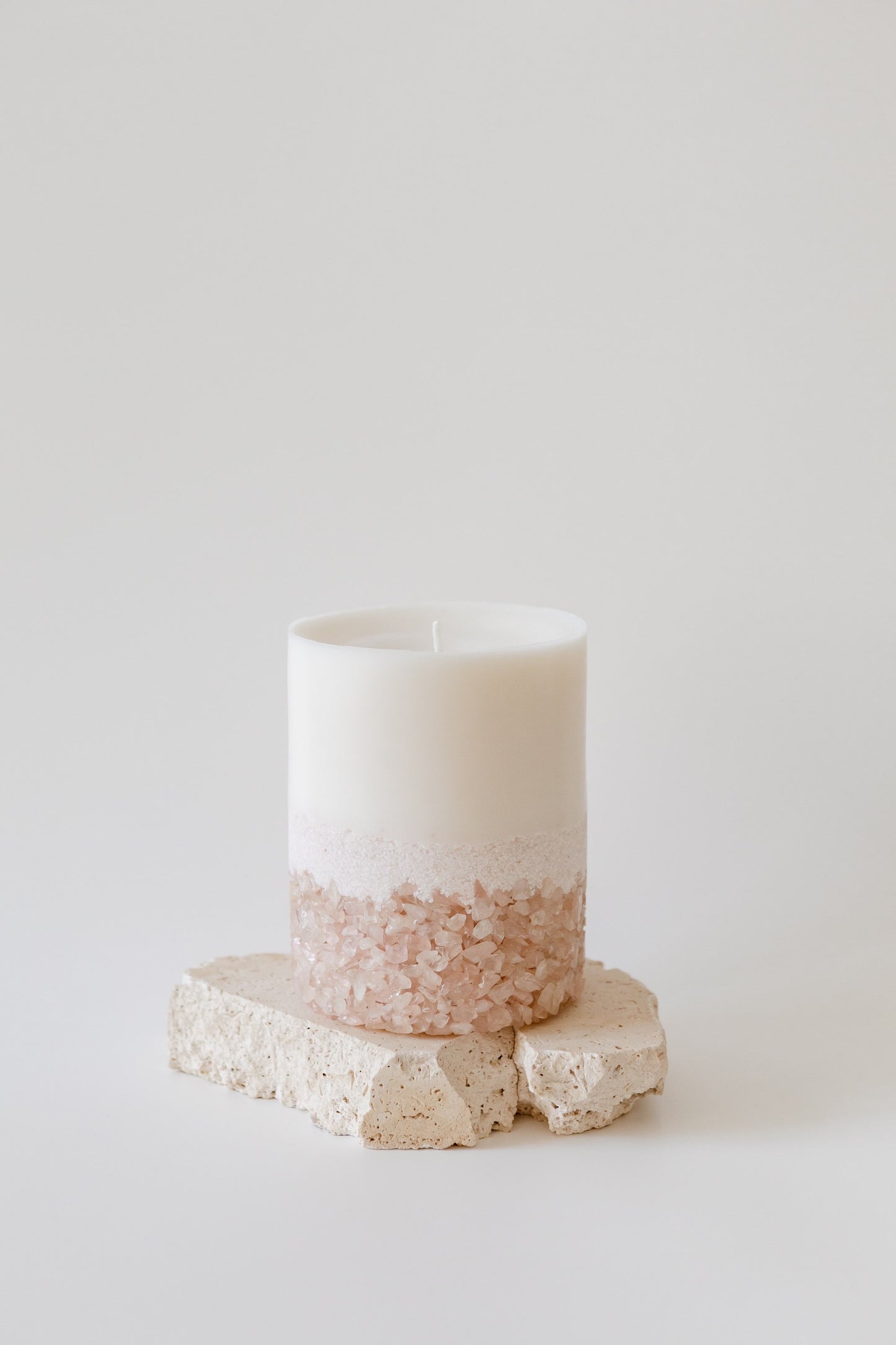 Rose Quartz Pillar Candle